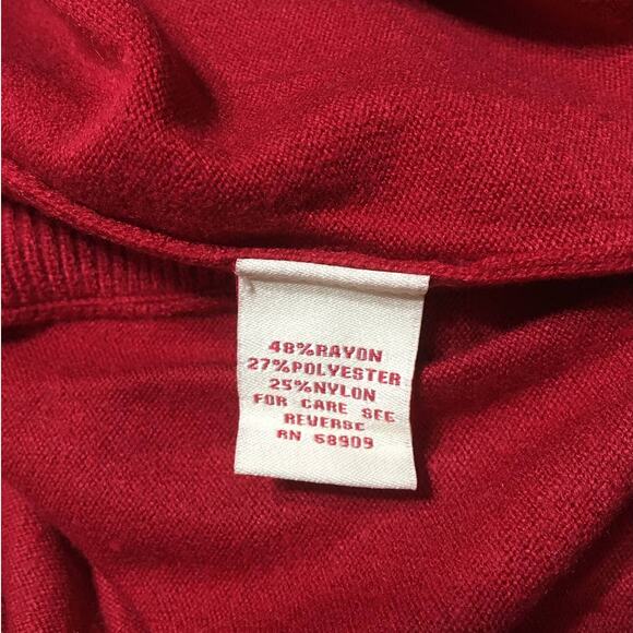 NWT Reba Large Red Turtleneck Sweater Ribbed Side Hem & Cowell Neck Side Slits - Picture 5 of 6